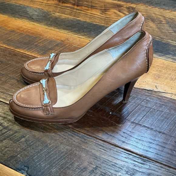 Claudia Ciuti Tan Leather Horsebit Platform Heels Made in Italy Women’s Size 10m - Picture 4 of 9